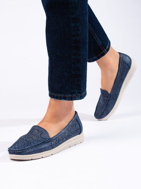 Navy Lattice Loafers