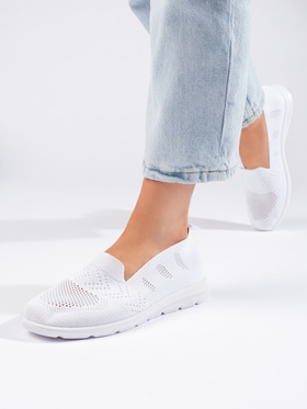 White Textile Slip-On Shoes