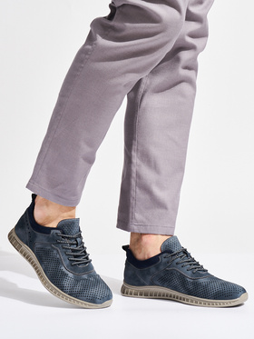 Navy Blue Perforated Lace-Ups