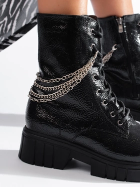 Black Ankle Boots with Chains by Sokolski