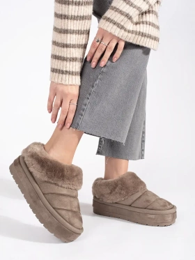 Cozy Beige Slip-On Snow Boots with Fur Trim