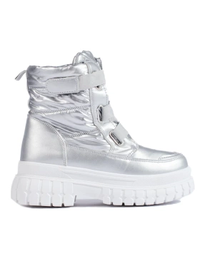 Silver Velcro Snow Boots