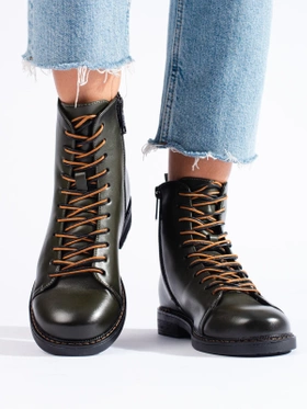 Lace-Up Dark Green Vinceza Ankle Boots