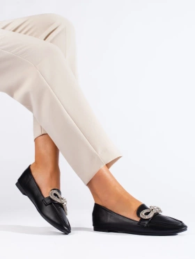 Elegant black loafers with embellishments