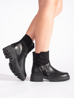 Black Ankle Boots with Decorative Buckle