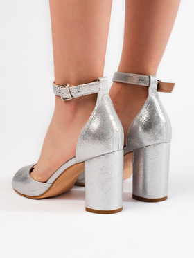 Silver Block Heel Sandals