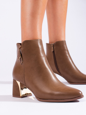 Chic Brown Block Heel Ankle Boots