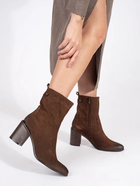 Sergio Leone Brown Leather Block Heel Ankle Boots