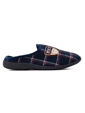 Cozy Checkered Navy Slippers