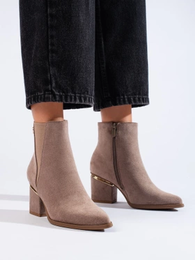 Dark Beige Suede Chelsea Ankle Boots