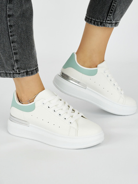 White Sneakers with a Green Accent