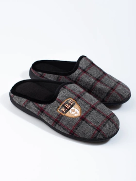 Cozy Gray Checkered Slippers