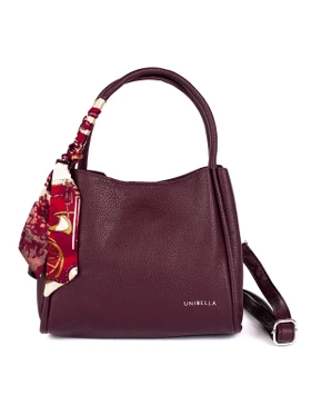 Burgundy Handbag with Decorative Scarf