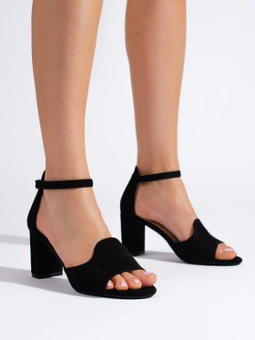 Black Block Heel Sandals by W. Potocki