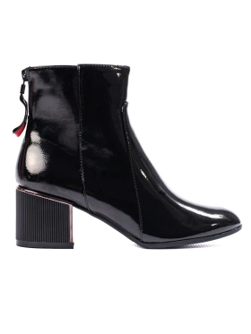 Glossy Black Ankle Boots