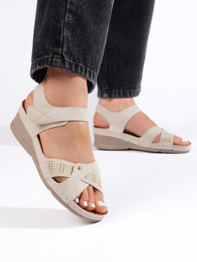 Beige Wedge Strap Sandals