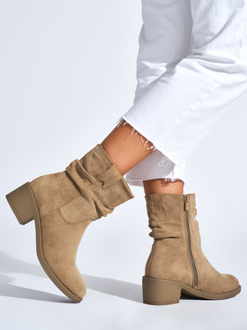 Beige Western Ankle Boots