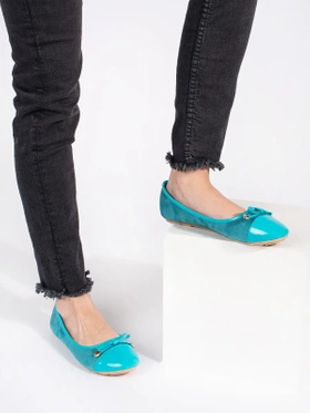 Blue Patent-Toe Flats