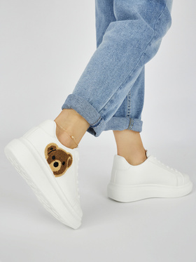 White Sporty Bear Sneakers