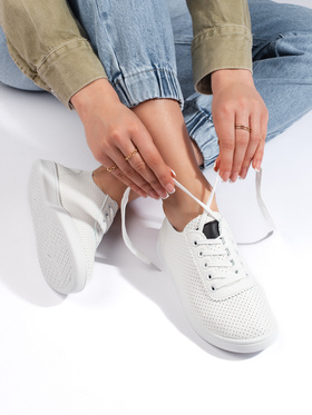 White Lace-Up Casual Shoes