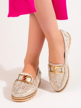 Beige platform loafers