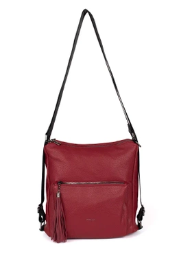 Red Convertible Backpack with Tassels