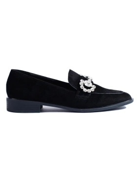 Chic Black Suede Loafers with Buckle