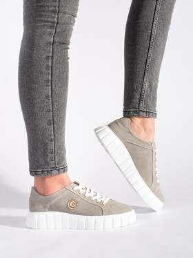 Grey Suede Platform Shoes