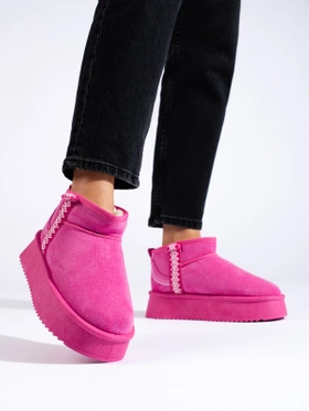 Pink Suede Platform Snow Boots