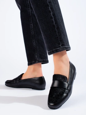 Black Loafers with Faux Fur