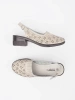 Beige perforated low heel sandals