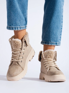 Beige Cozy Lined Ankle Boots