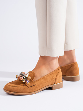 Chic Camel Loafers with Crystals