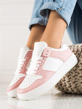 White Sneakers with Pink Accents