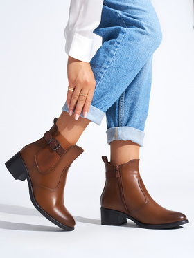 Chocolate Brown Ankle Boots with Low Block Heel