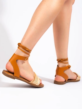 Beige Tie-Up Sandals