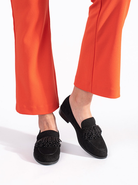 Suede Loafers with Beaded Detailing