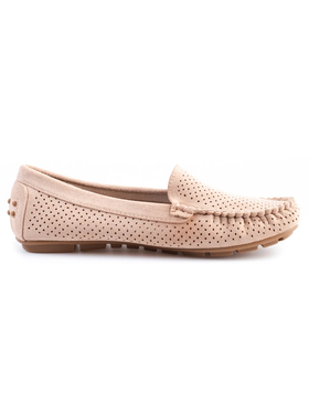 Beige Flexible Loafers with Cut-Out Design