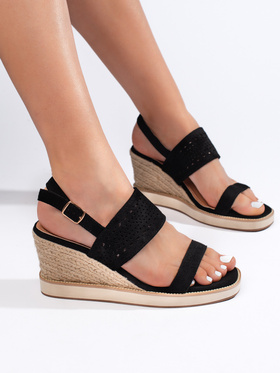 Black Wedge Sandals