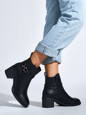 Black Block Heel Booties