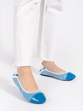 White and Blue Soft Elastic Ballet Flats