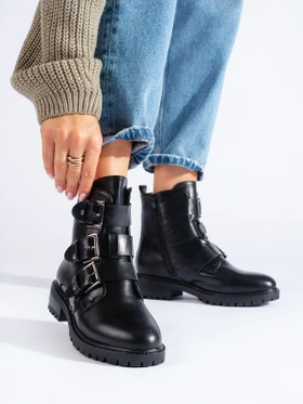 Cozy Black Buckle Boots