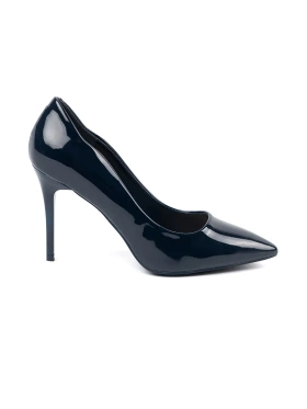 Navy blue patent stiletto pumps