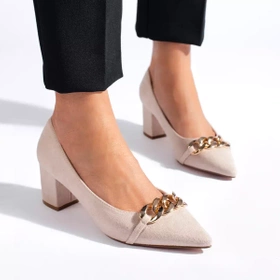 Pointed Toe Pumps with Chain Detail