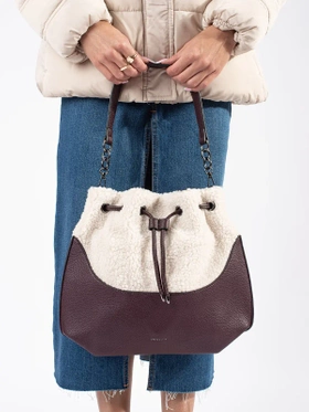 Cozy Dark Brown Sherpa Fur Bag