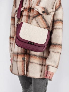 Burgundy Sherpa Satchel Bag