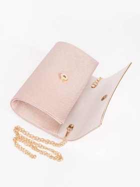 Soft Pink Classic Clutch Bag with Detachable Chain