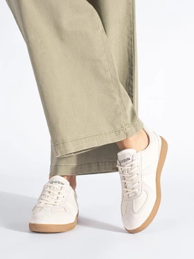 Beige Leather Sneakers