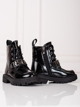 Lace-Up Black Ankle Boots