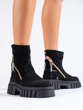 Suede Black Platform Ankle Boots